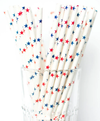 Colorful Paper Straws Patriotic Red and Blue Stars